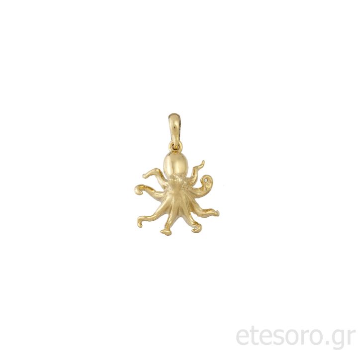 14K Gold Pendant Octopus 