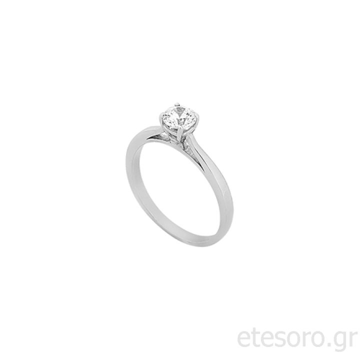 14K White Gold Engagement Ring With Square Zirconia